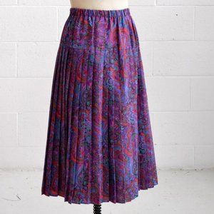 vintage purple swirling paisley print maxi skirt